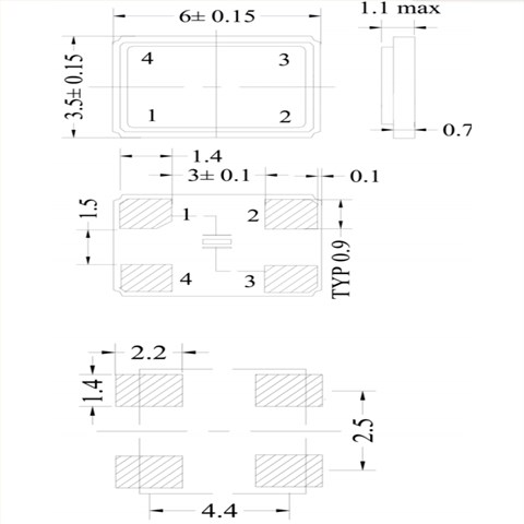 FMI石英振動子,FMXMC6S122FDB-54.000000M-CM,6035mm,FMXMC6S系列