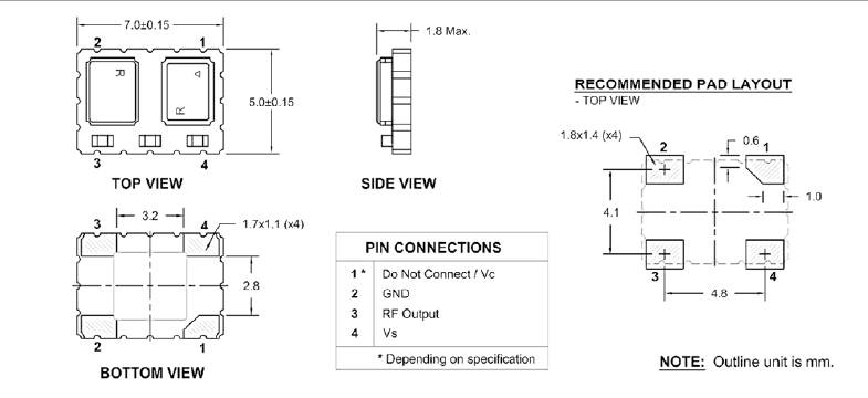 RPT7050G 7050 TCXO