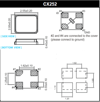 CX252晶振,2520貼片石英晶振,金屬面四焊腳晶振