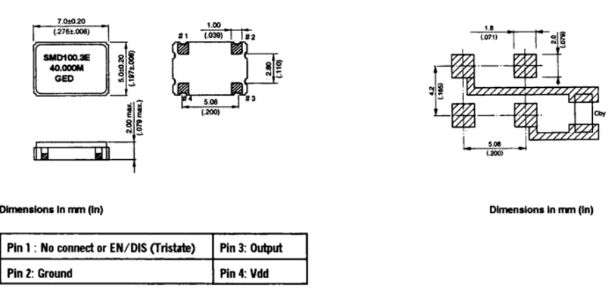 7050mm,GED有源振蕩器,SMD100.3C(E/D)-52.000MHz,SMD100系列,52MHZ